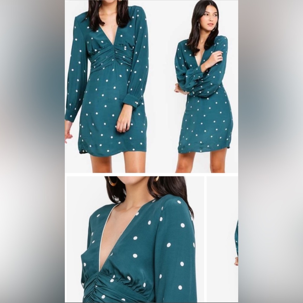 Brand new never worn Topshop Green Emerald polka dot dress EUR 38 size 6 UK 10